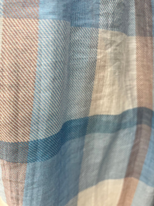 Chemisier à carreaux en tencel encolure élastique avec noeud