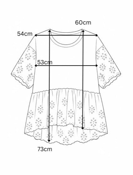 Shirt manches courtes avec volants en broderie anglaise
