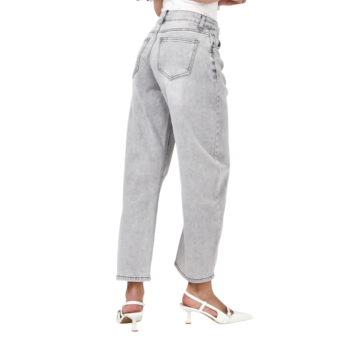 Jeans Coupe Barrel Gris Clair