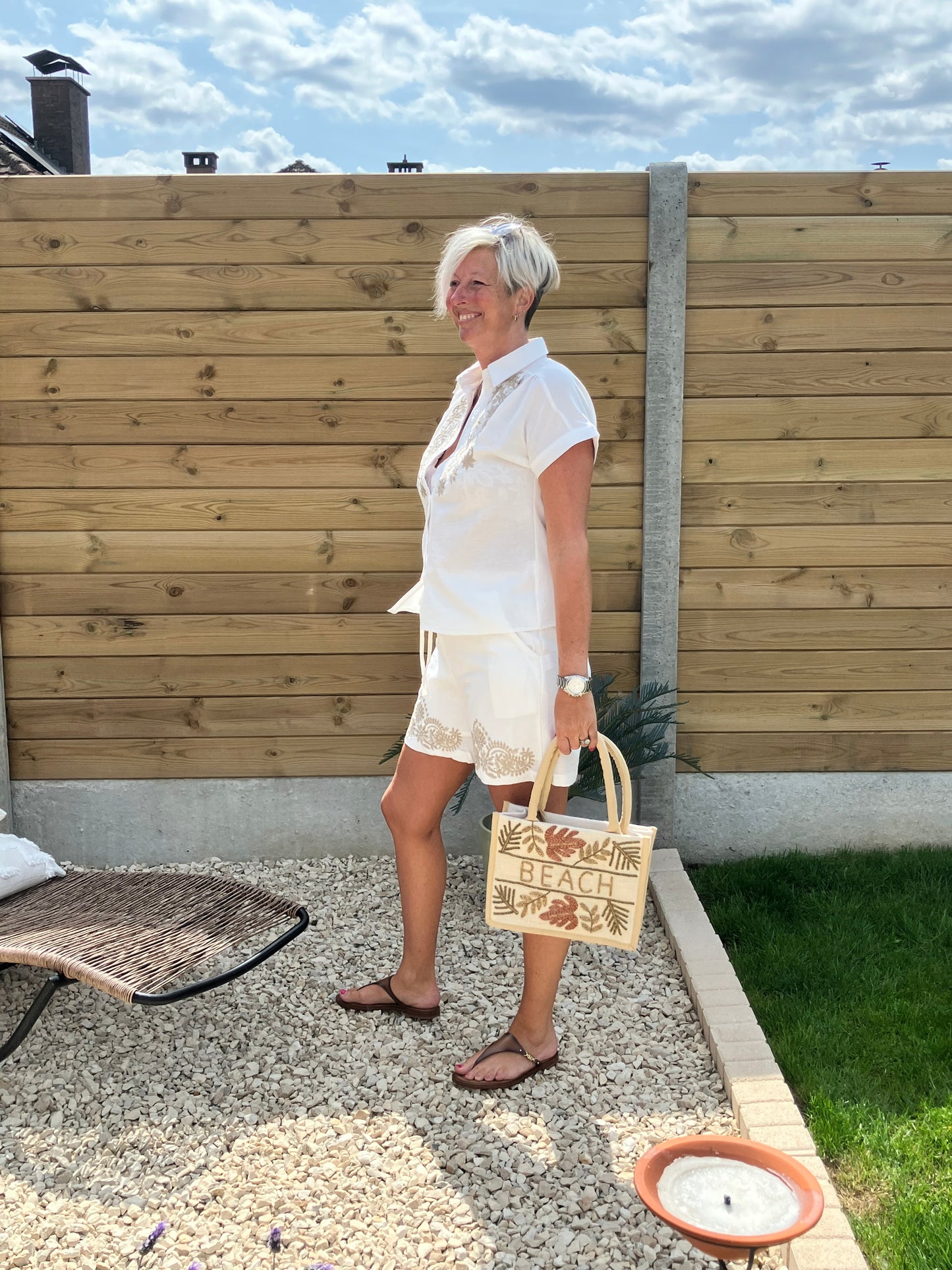 Set short + chemise brodé