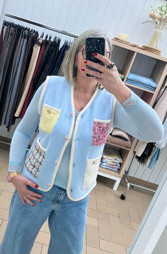 Cashmere Long sleeve col & manches en dentelle