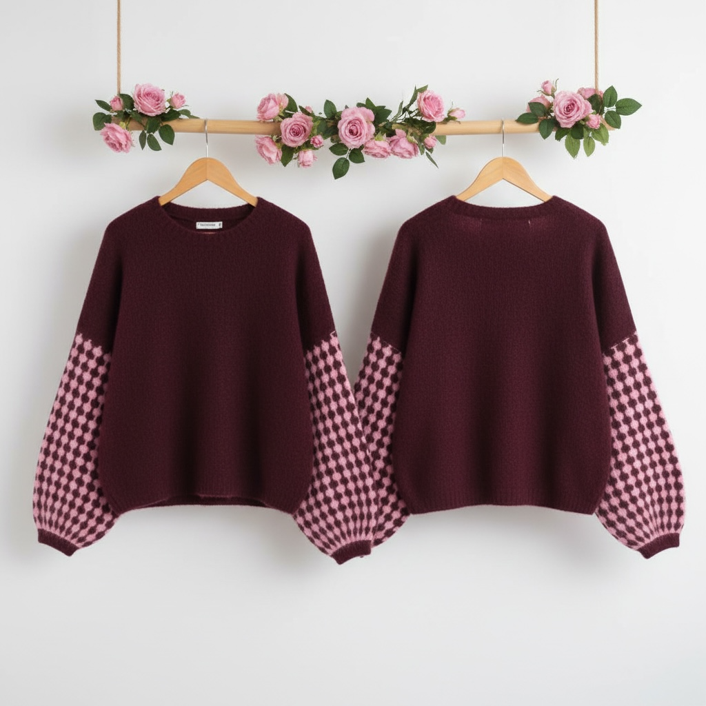 Trui met ballonmouwen met jacquard motief