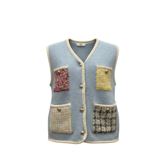 Gilet sans manches avec poches style chanel