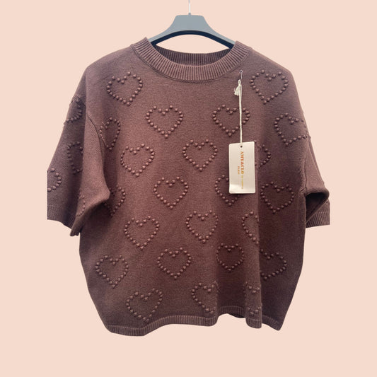 Pull coeurs manches courtes