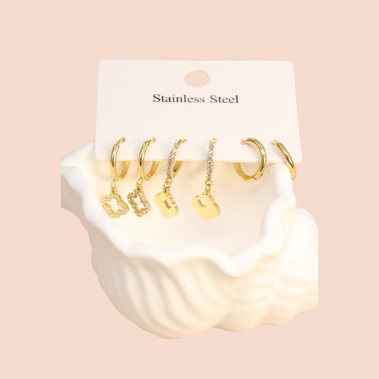 Boucles d'Oreilles Modèle Trèfle set de 3