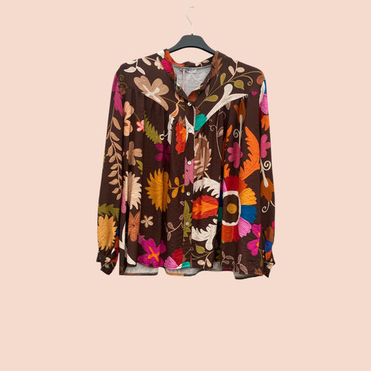 Blouse imprimé feuilles choco