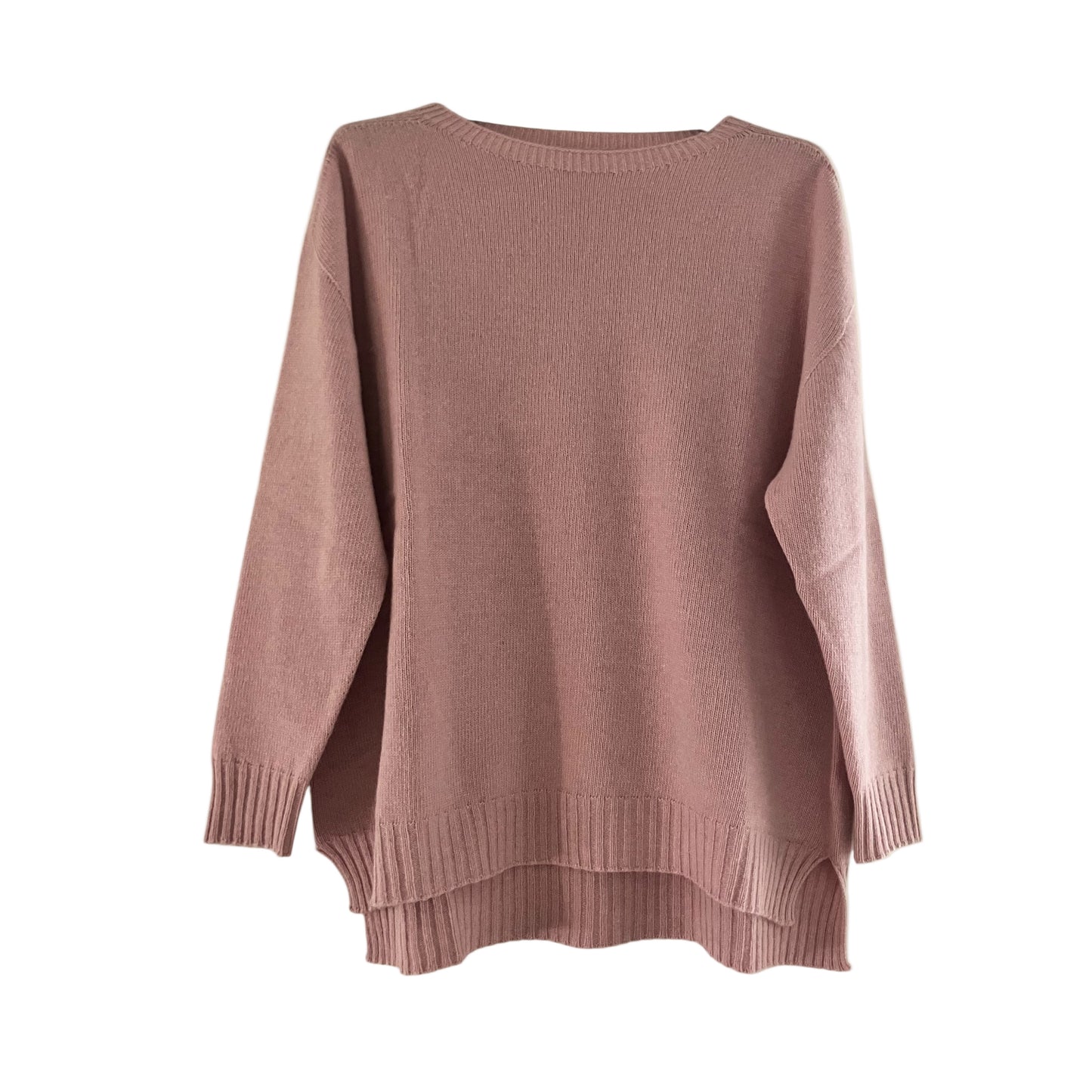 Pull oversized col rond avec fantes en mélange cachemire