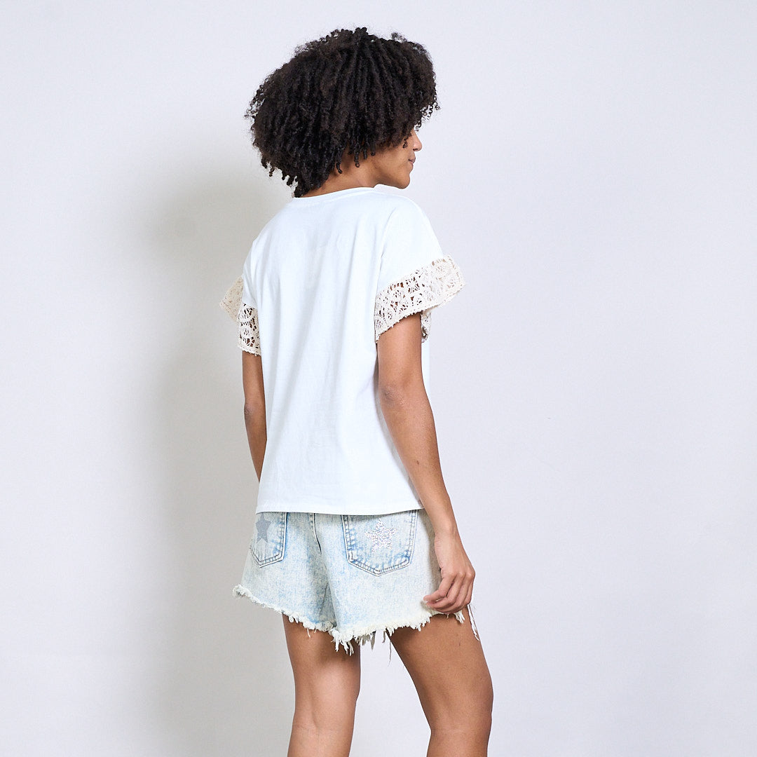 T-shirt avec coeur + dentelle