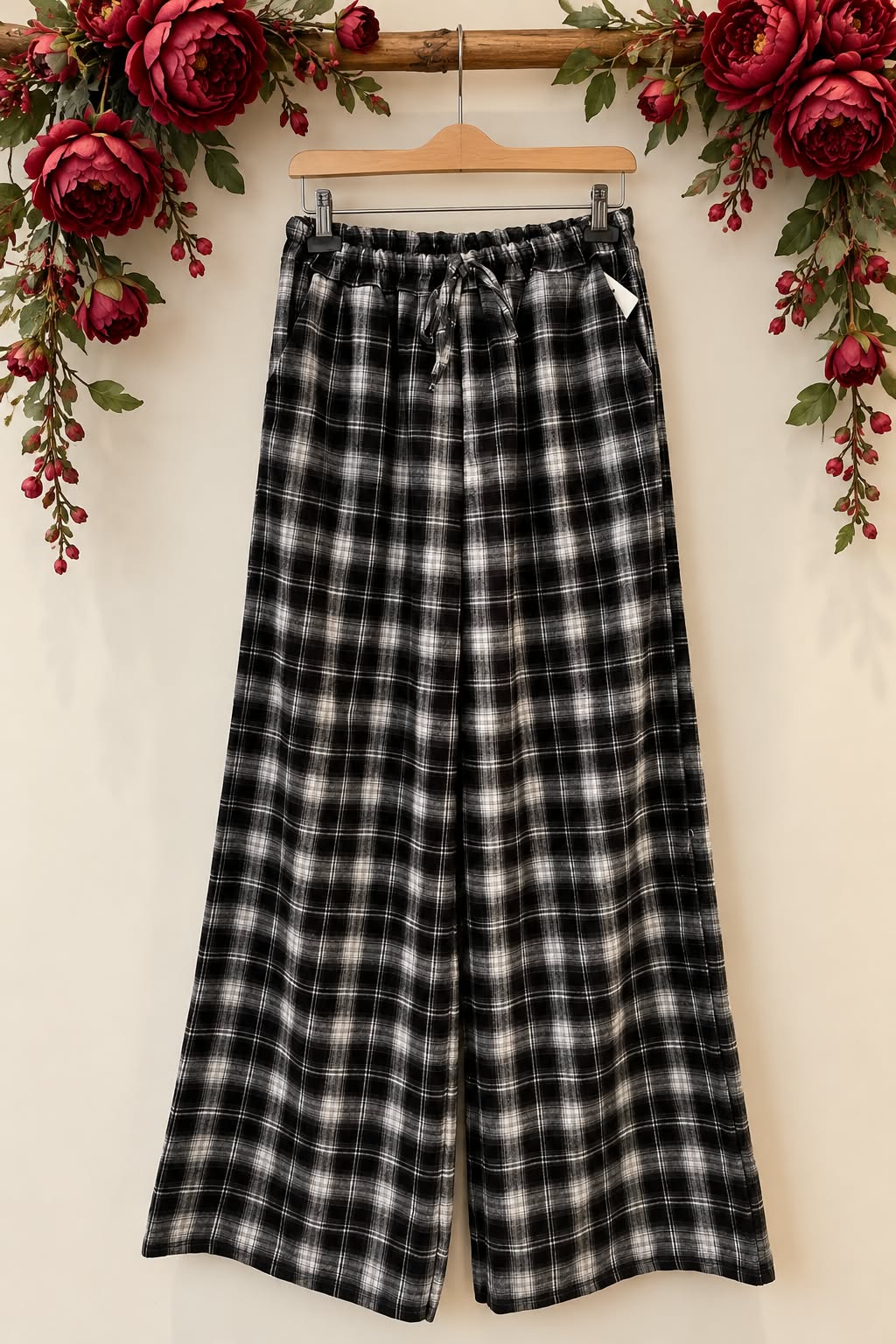Pantalon à carreaux avec cordon