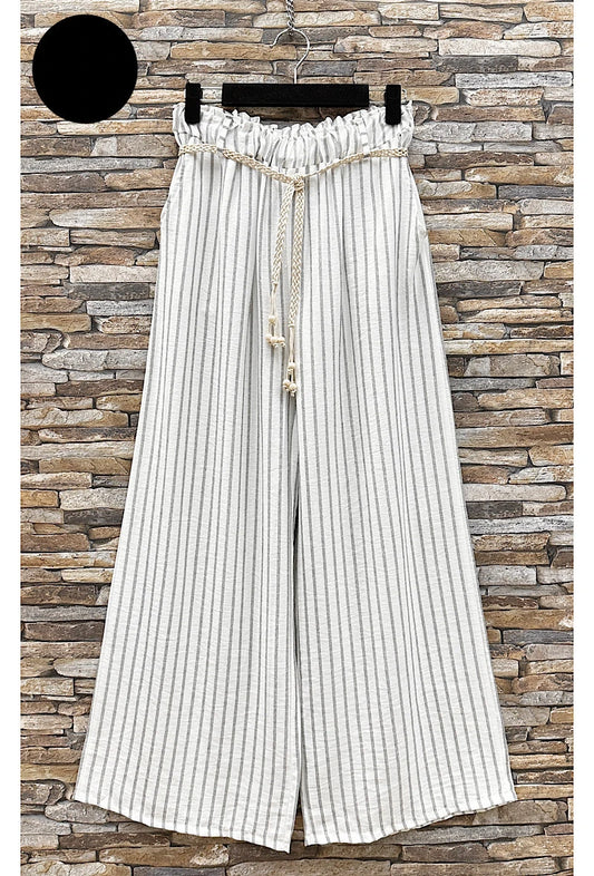 Pantalon large ligné