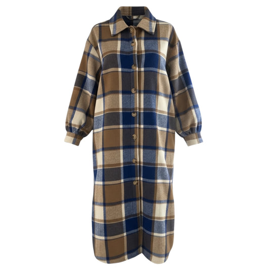 Robe chemise longue à carreaux avec poches