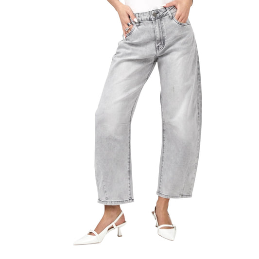 Jeans Coupe Barrel Gris Clair