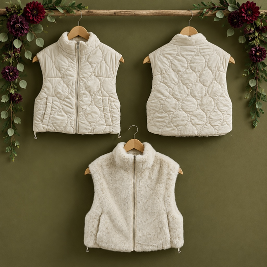 Veste sans manches fourrure réversible