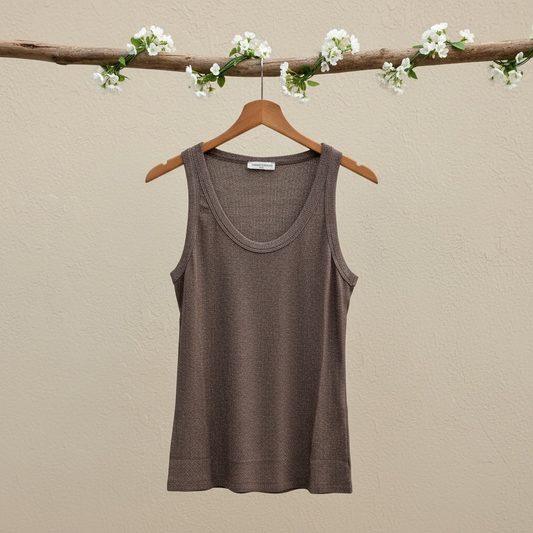 Top marron avec fil d'argent