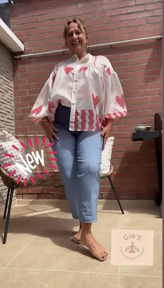 Blouse Boho Blanc/corail