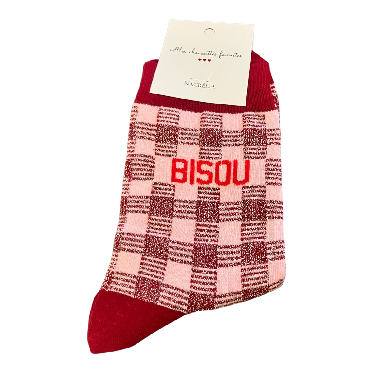Chaussettes Bisou motif carreau