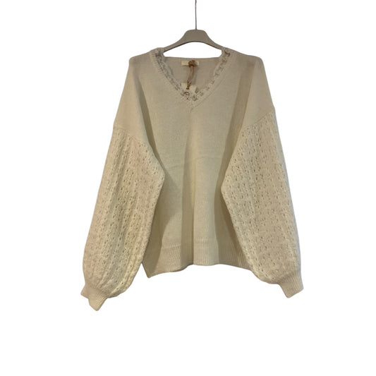 Pull col V dentelle