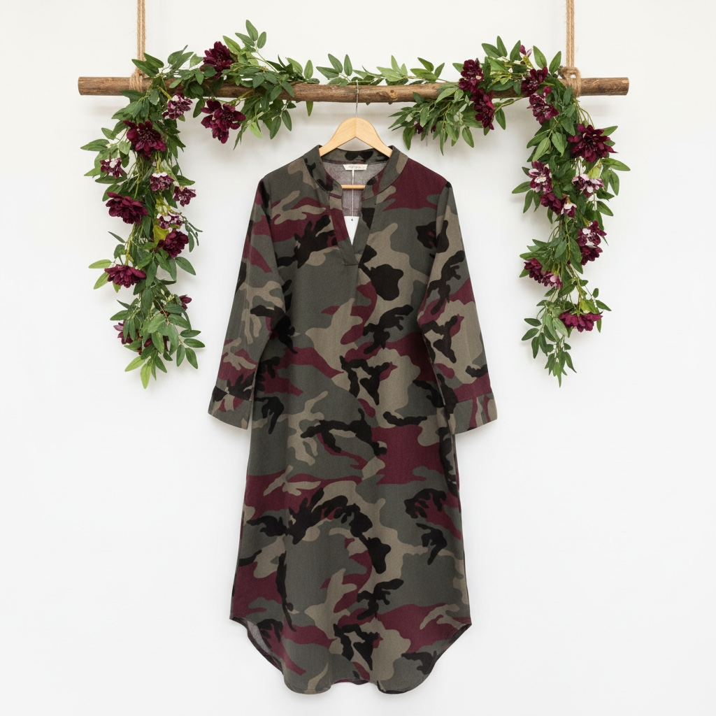 Robe longue à imprimé camouflage
