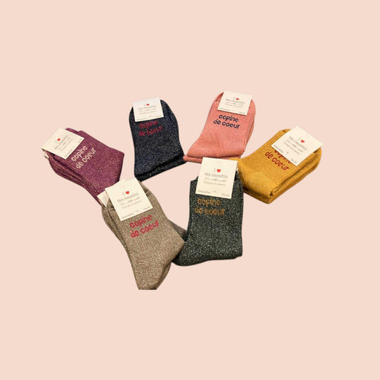 Chaussettes brillantes imprimé copine de coeur