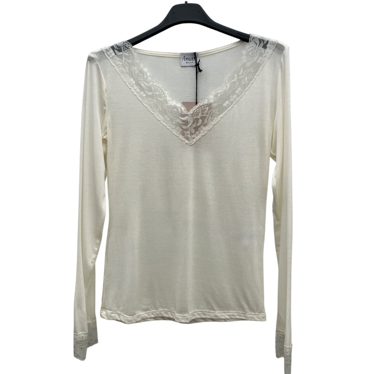 Cashmere Long sleeve col & manches en dentelle