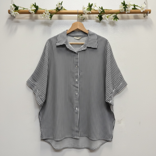 Chemise à rayures, ample, manches courtes