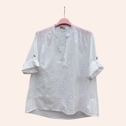 Blouse broderie Anglaise 100% Coton