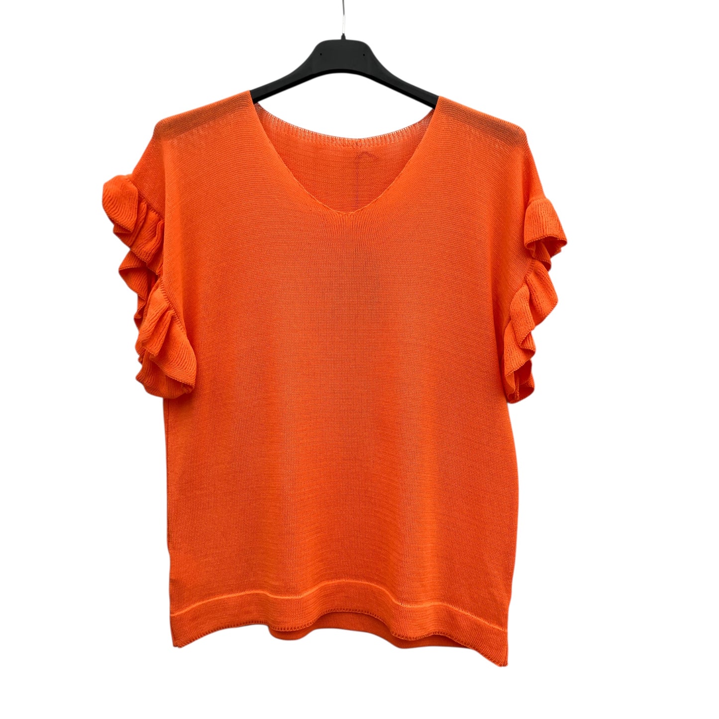 T-shirt col V manches froncées