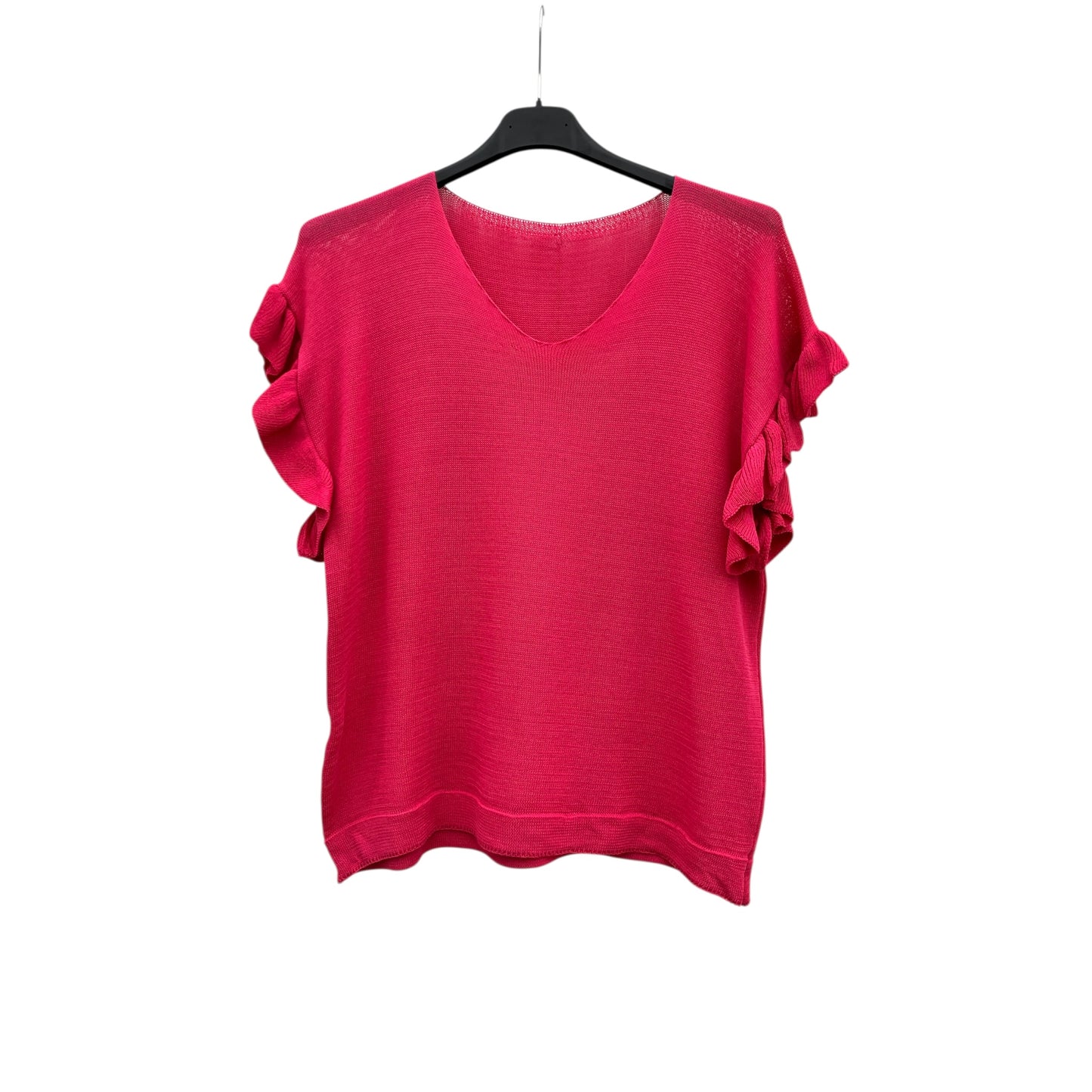 T-shirt col V manches froncées