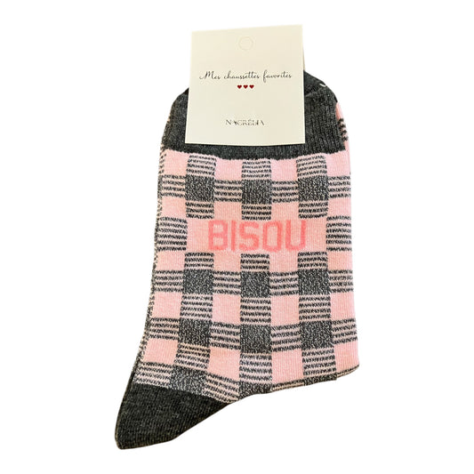 Chaussettes Bisou motif carreau
