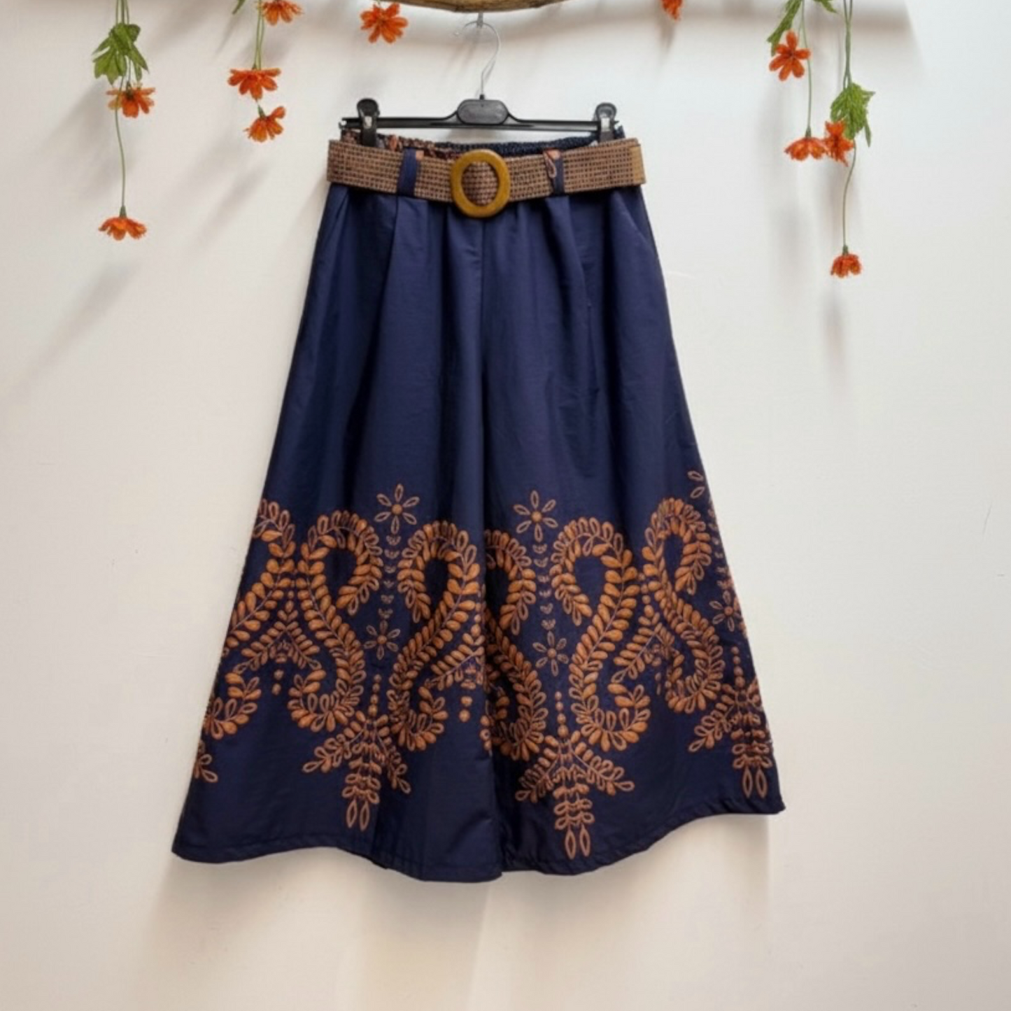 Pantalon  bohème chic imprimé floral 7/8