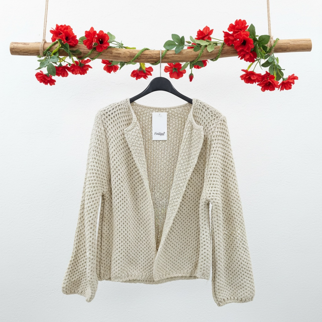 Veste bouclé ouverte en mélange de laine et alpaga