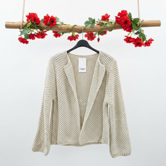 Veste bouclé ouverte en mélange de laine et alpaga