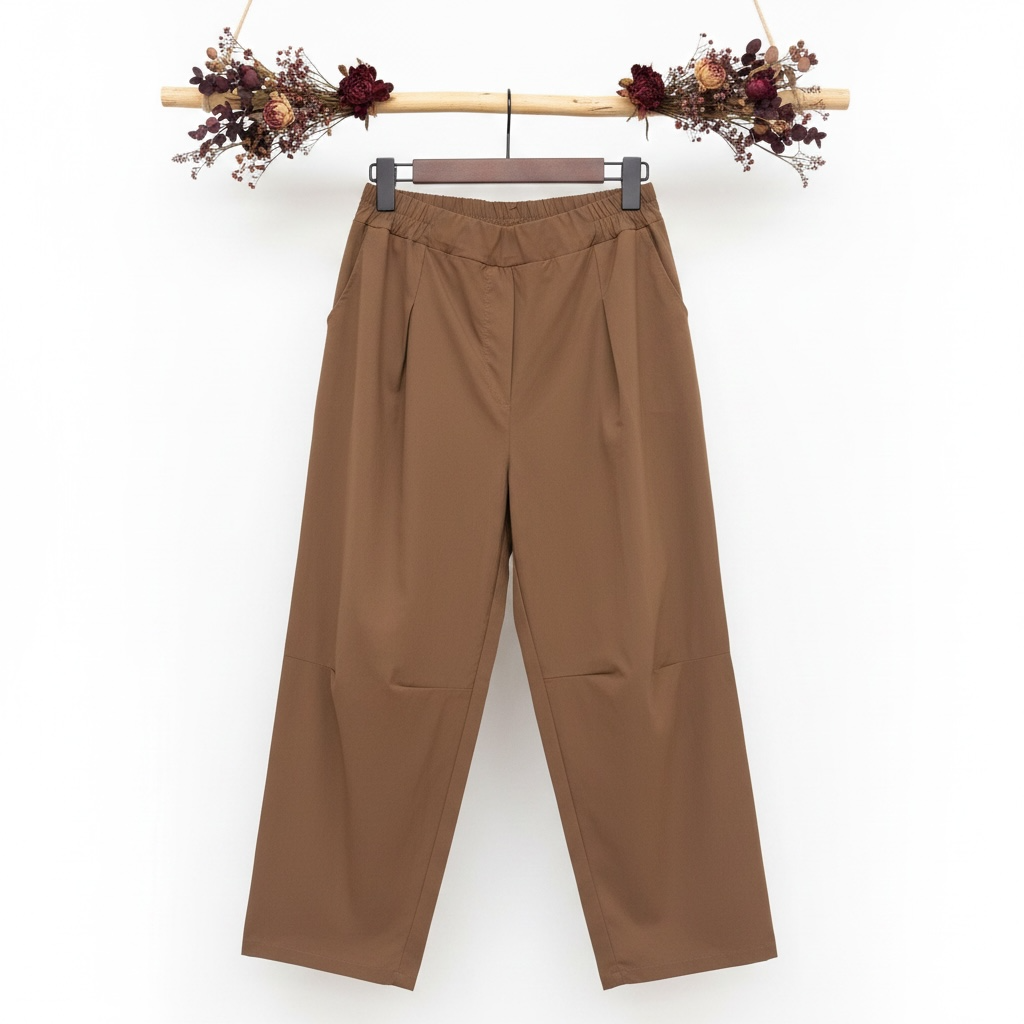 Pantalon 3/4 décontracté avec poches taille élastique