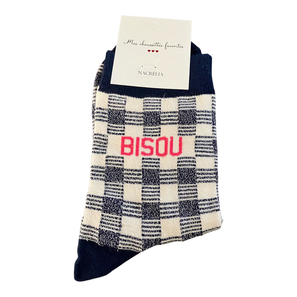 Chaussettes Bisou motif carreau