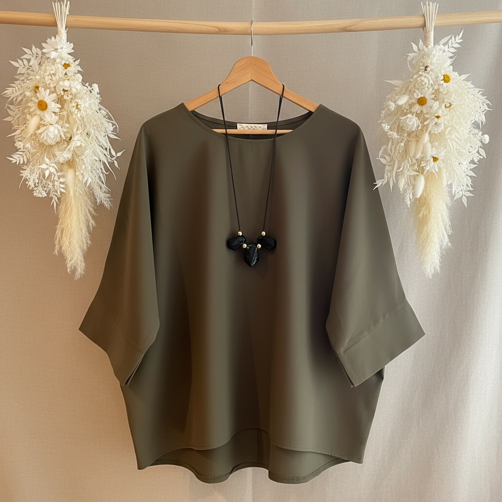 Oversized blouse met halsketting  