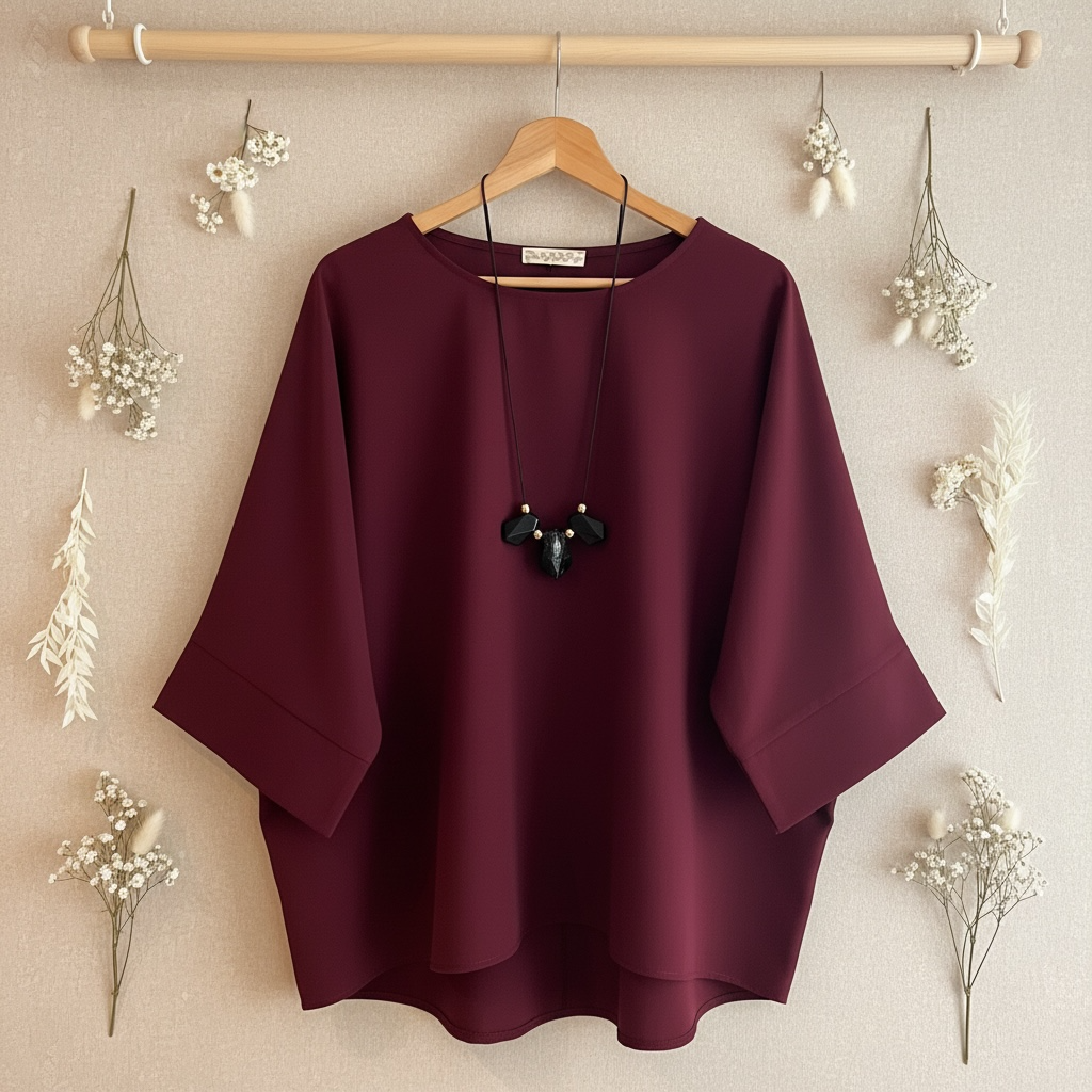 Oversized blouse met halsketting  
