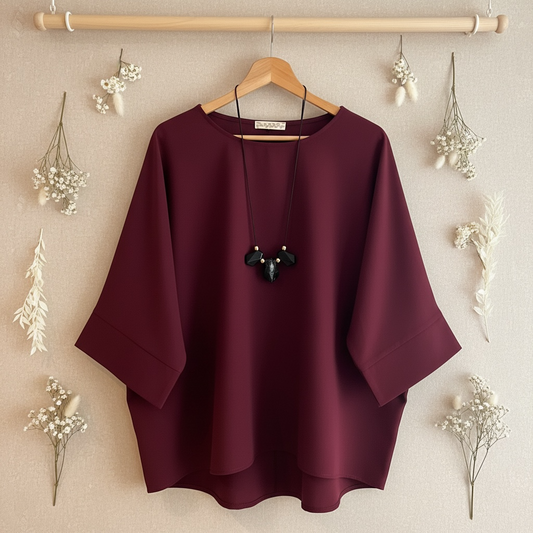 Blouse oversize fluide avec collier