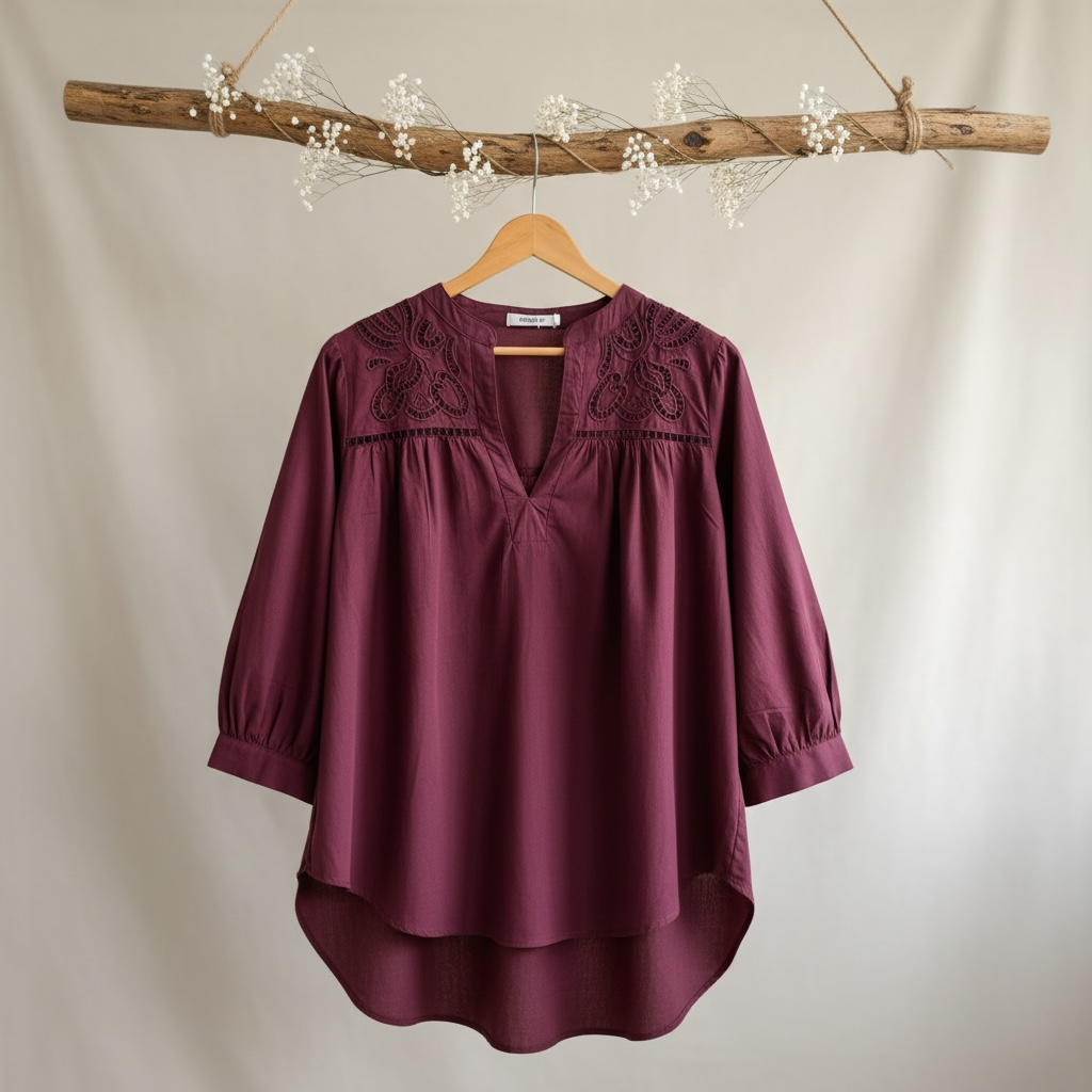 Pruimkleurig boho chic bloesje