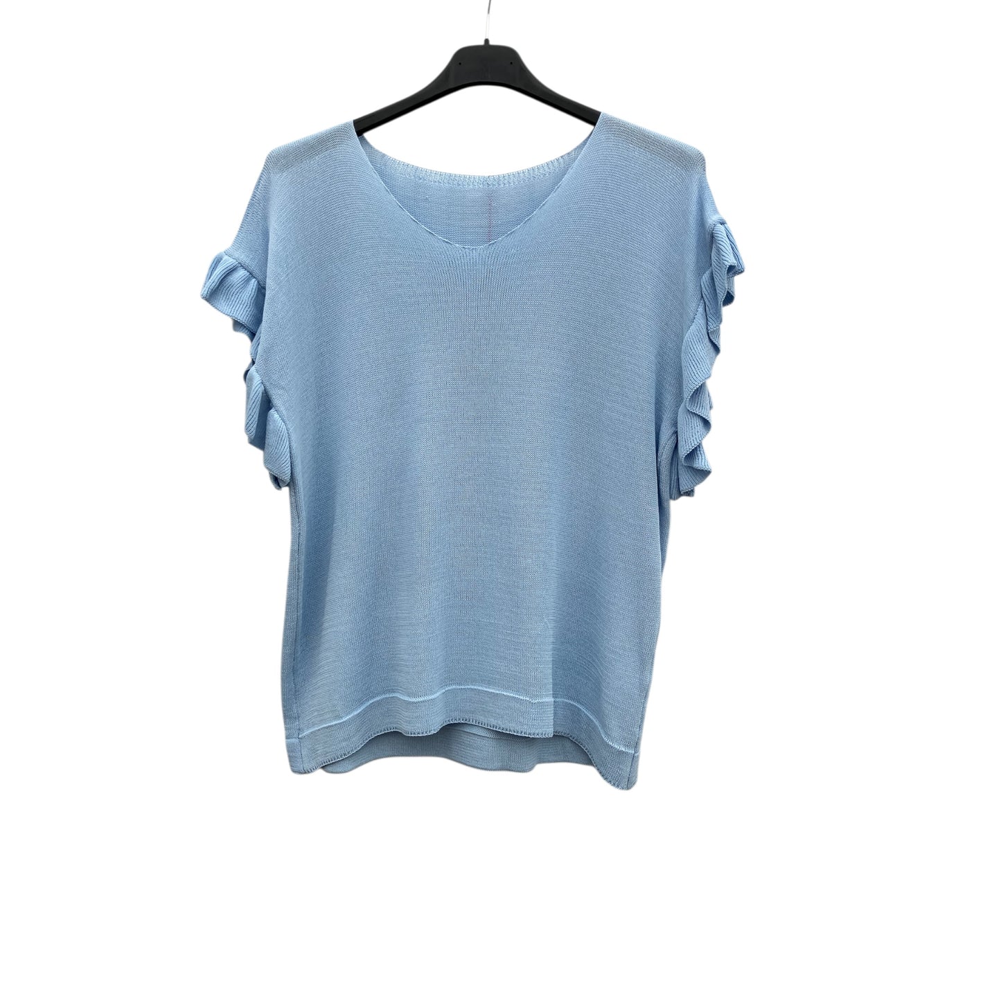 T-shirt col V manches froncées