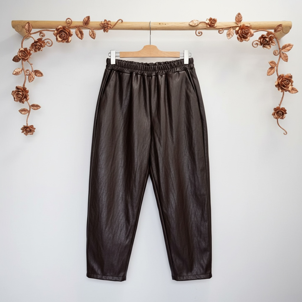 Imitatieleer barrel met elastische taille