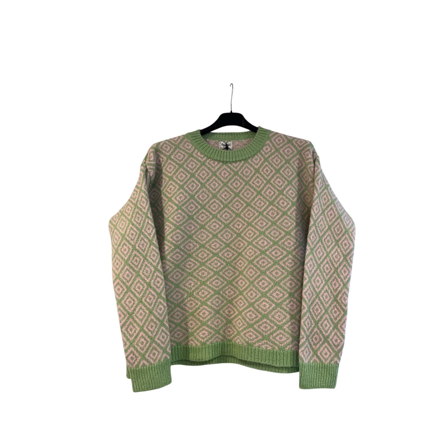 Pull Carreaux vert/beige rose