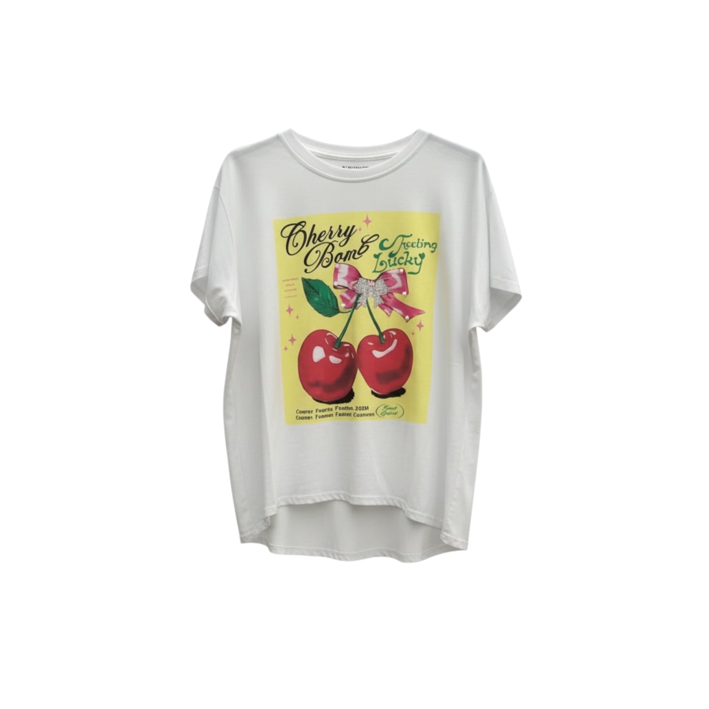 T-shirt Cherry met strass & parels
