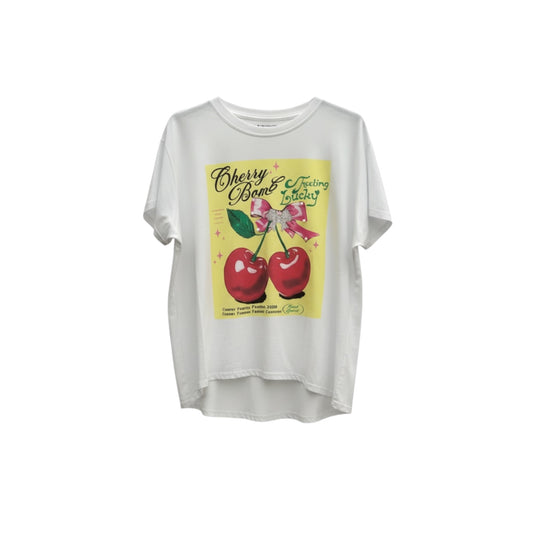 T-shirt cerises strass & perles fines