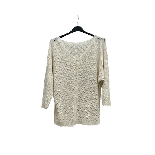 Pull col V manches 7/8 avec fil ndoré