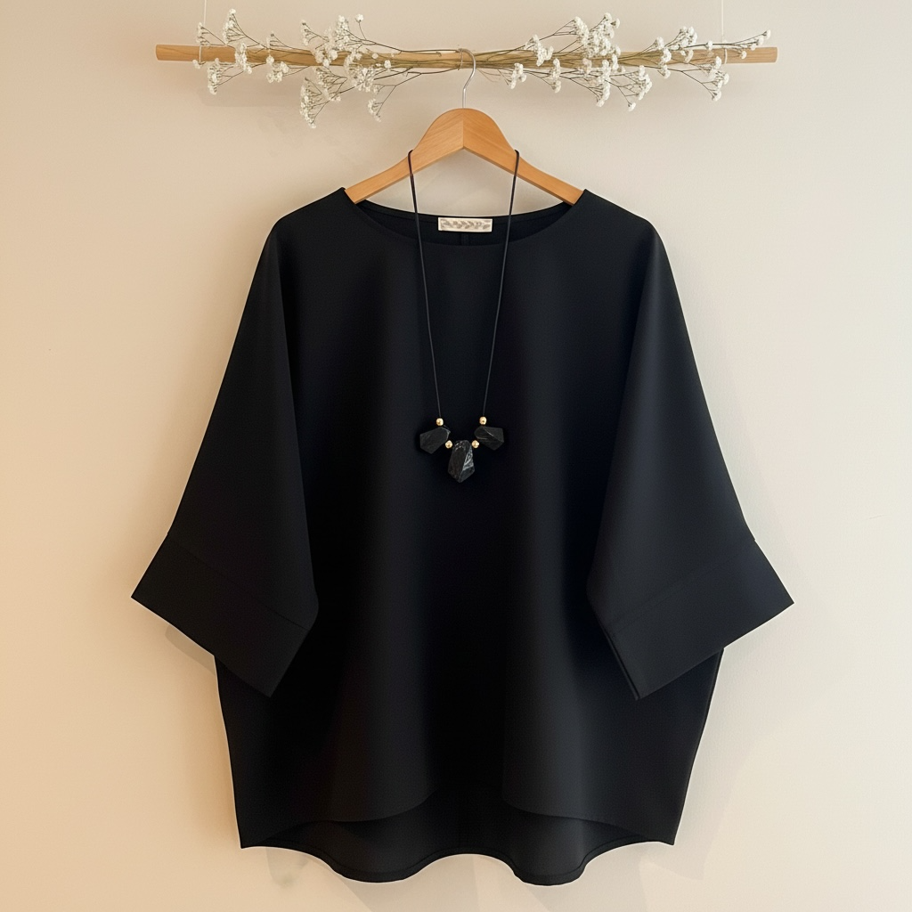 Oversized blouse met halsketting  
