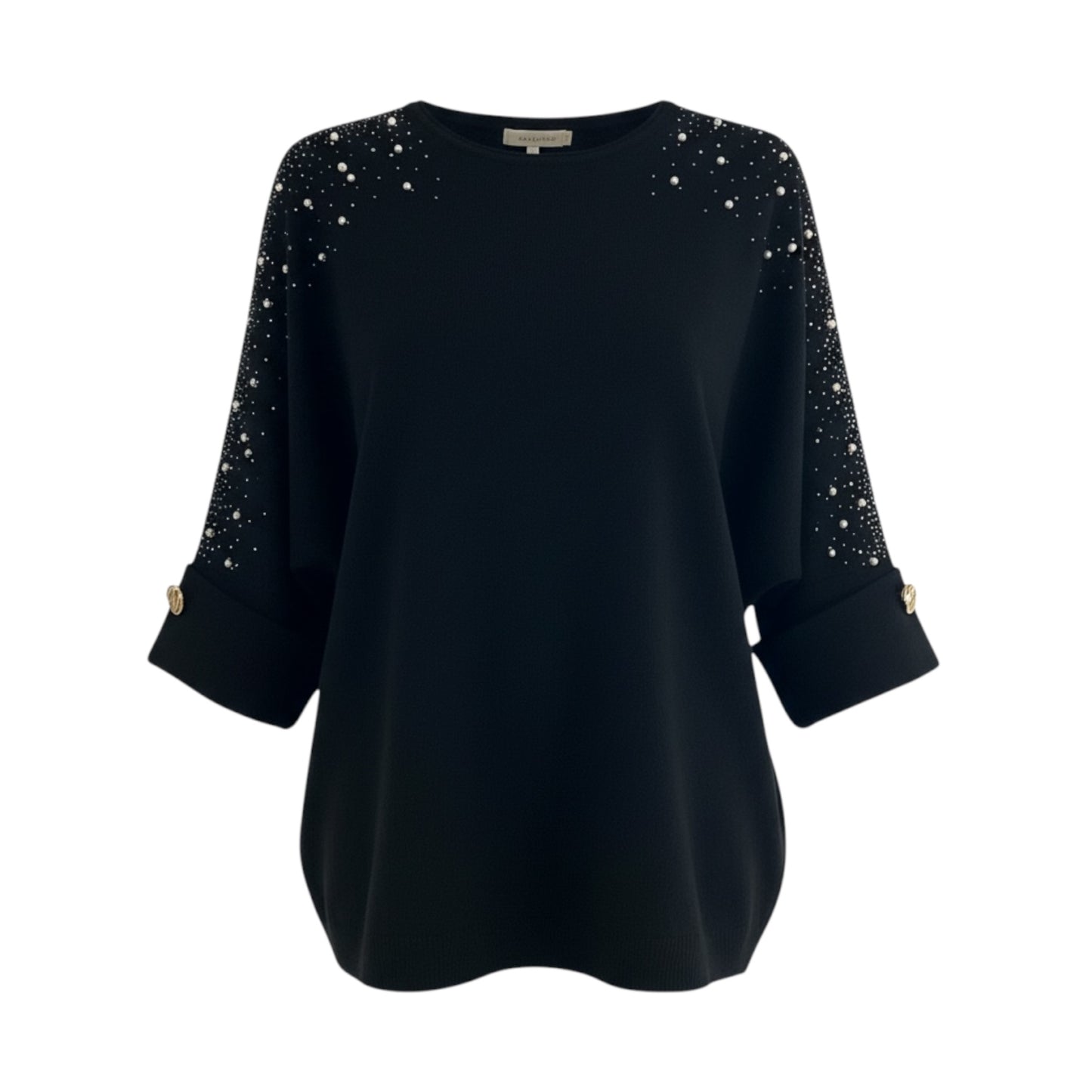 Pull manches 3/4 strass/perles