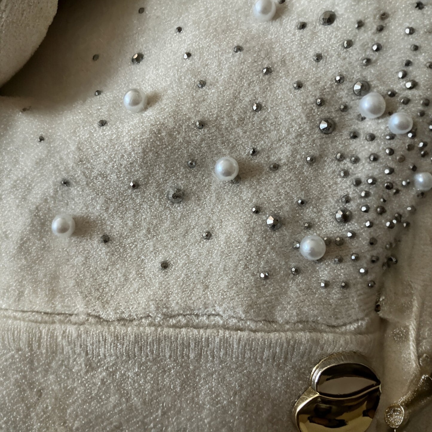 Pull manches 3/4 strass/perles