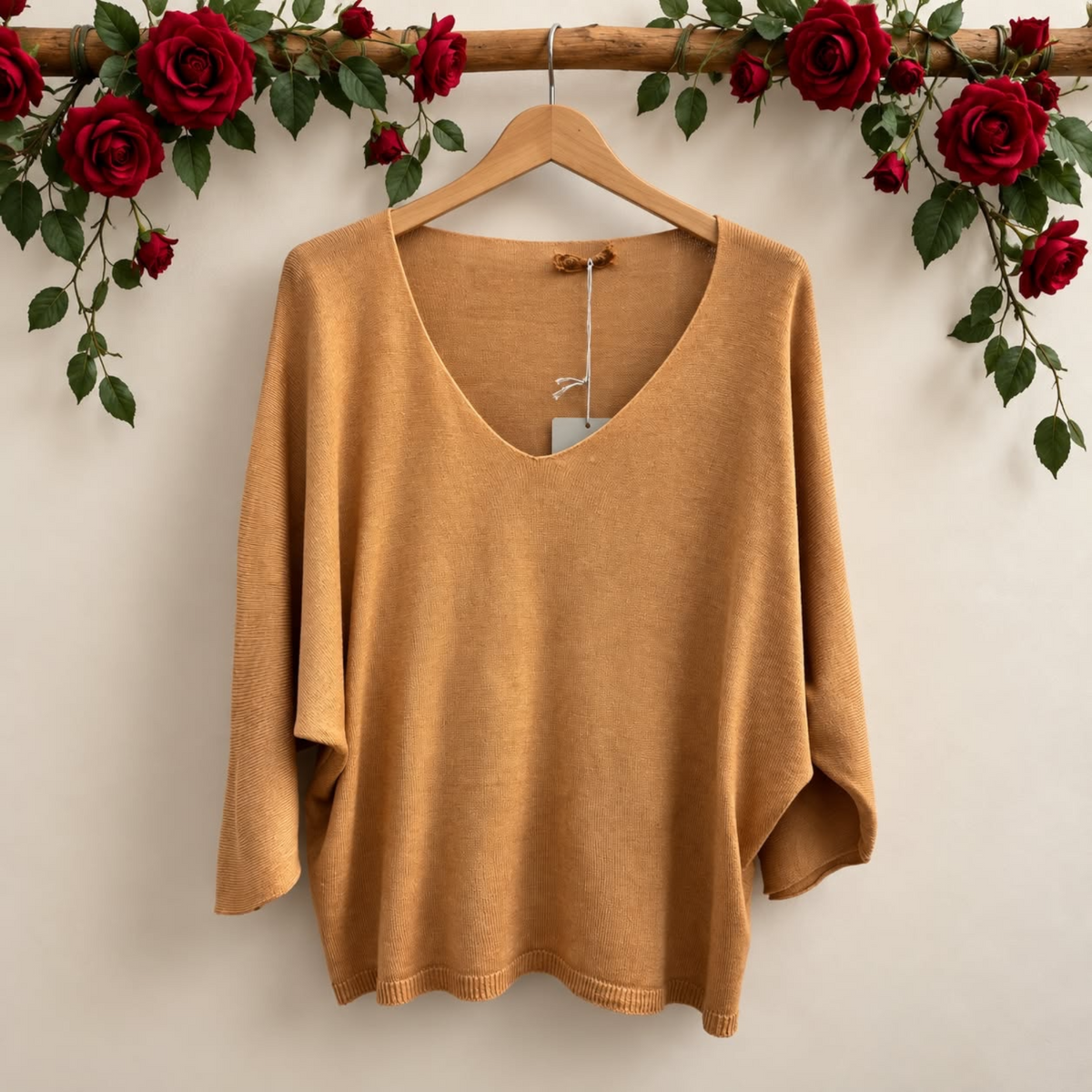 Pull léger col V manches 7/8