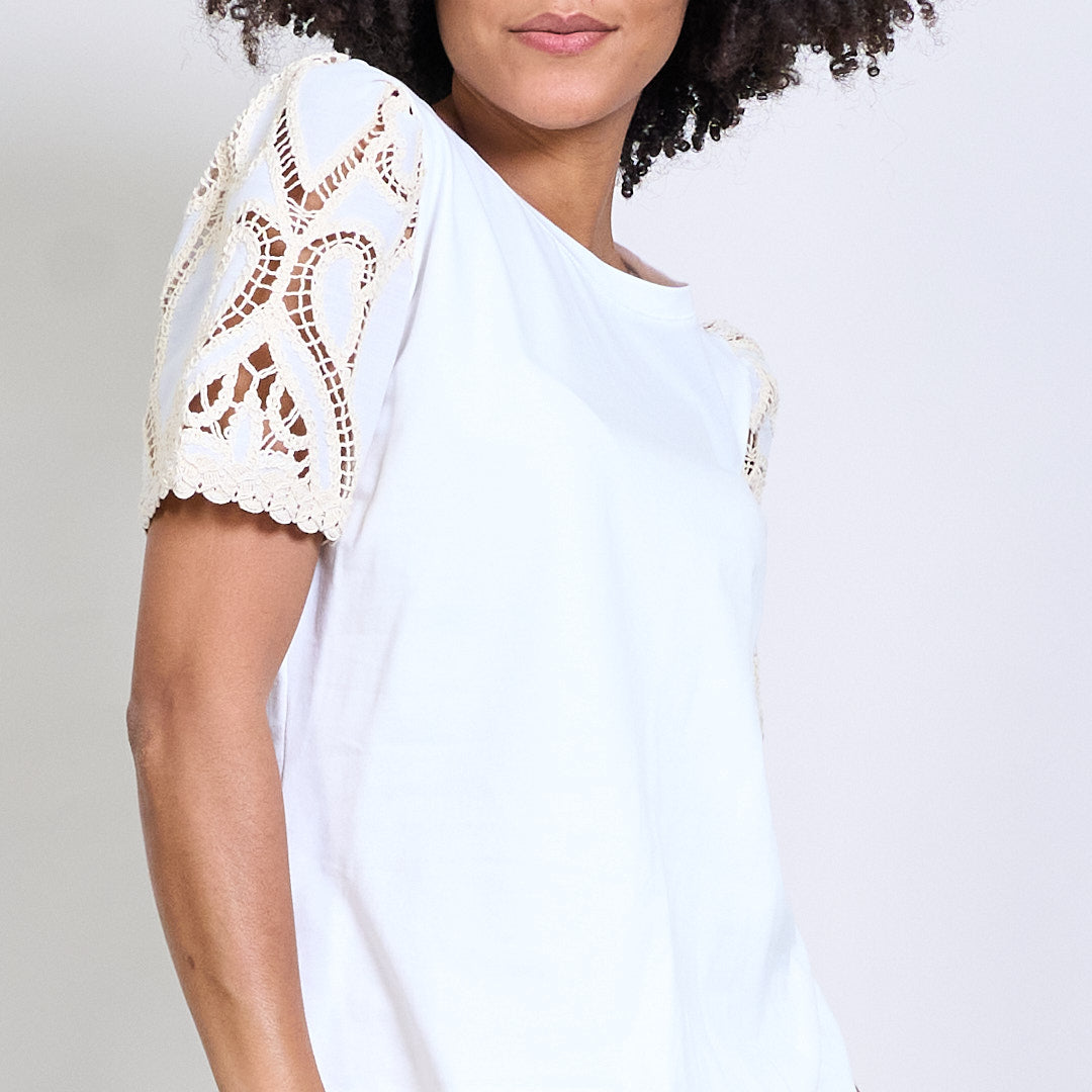 T-shirt manches dentelles
