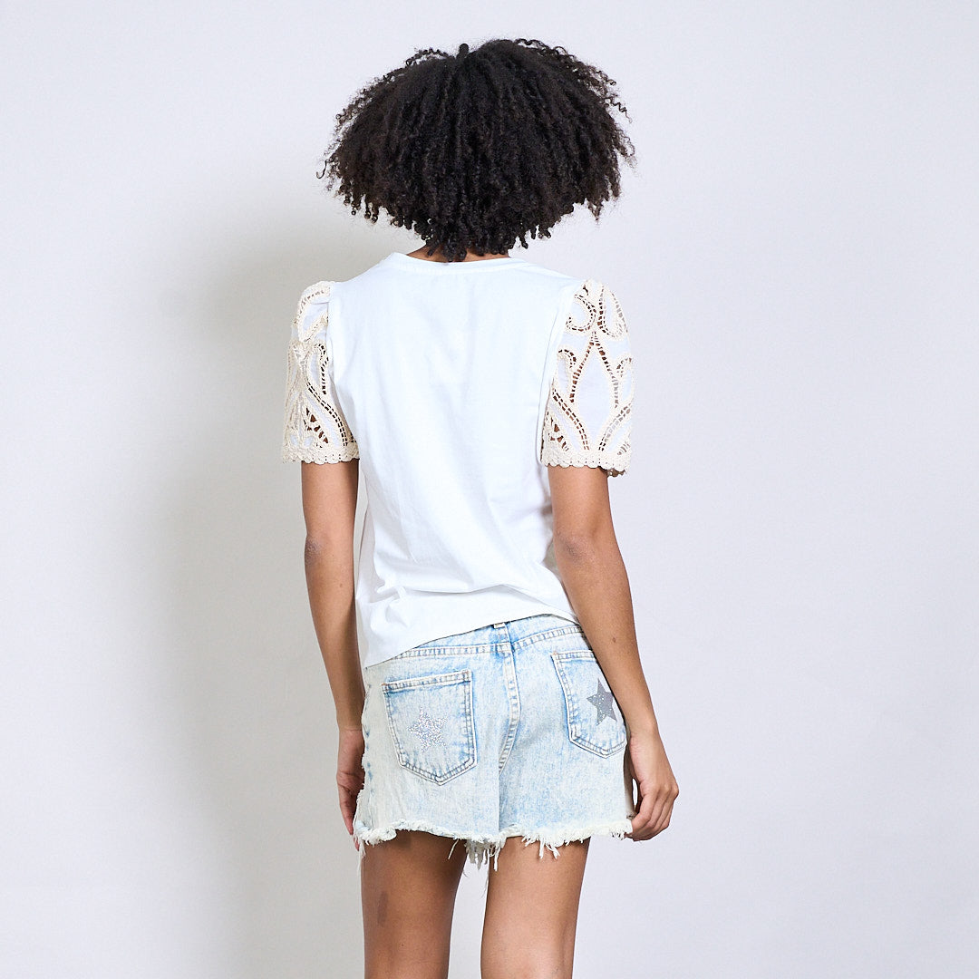 T-shirt manches dentelles